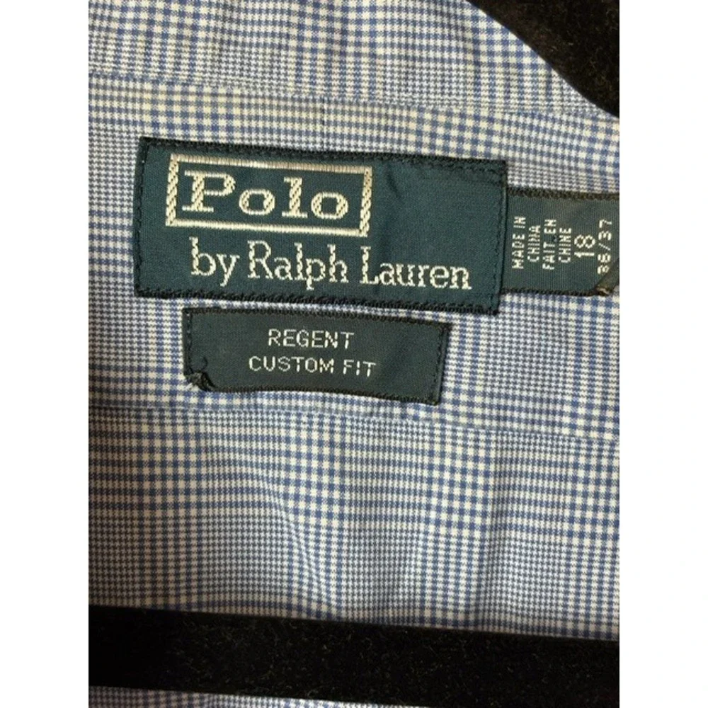 Polo by‎ Ralph Lauren 18 36/37 Plaid Long Sleeve Dress Shirt Work Casual